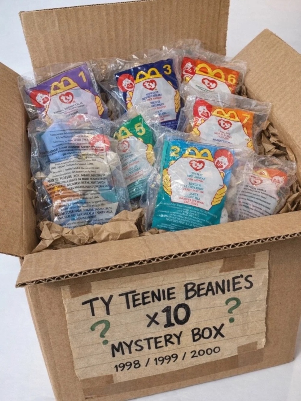 TY Teenie Beanies Mystery Box Set of 10 Vintage McDonald’s Plush Toys 1998–2000